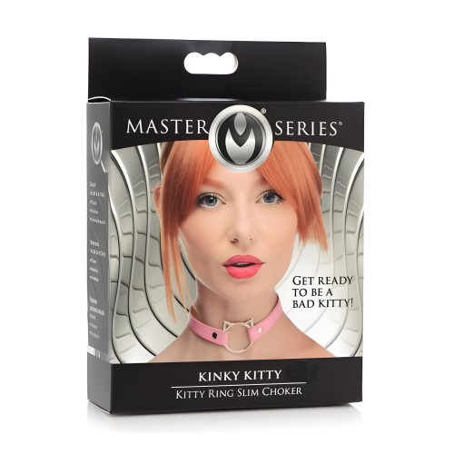 Kinky Kitty Ring Slim Choker - Pink