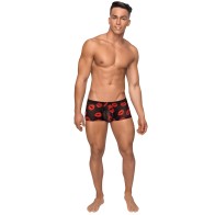 Kiss Me Stretch Mesh Mini Shorts Black Red