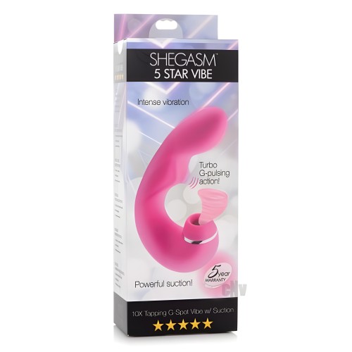 Shegasm 5 Star Silicone Vibrator with Suction - Pink