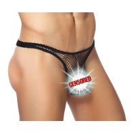 Male Power Stretch Net Pouch Thong - Black (L/XL)