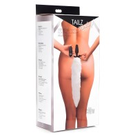 Vibrating White Fox Tail Slender Anal Plug