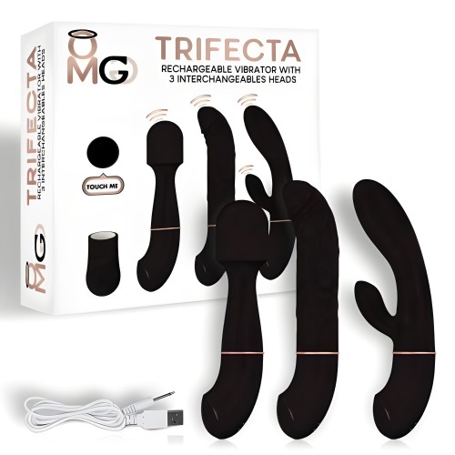 Vibrador Trifecta con 3 Cabezas Intercambiables Negro