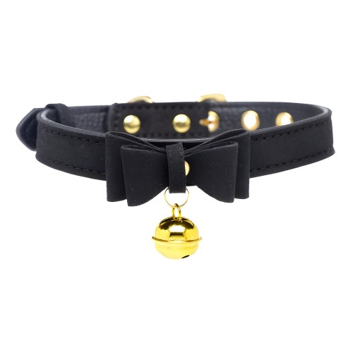 Collar con Campana de Gato Dorado - Negro y Dorado