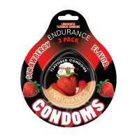 Lubricated Flavored Endurance Condoms - Strawberry