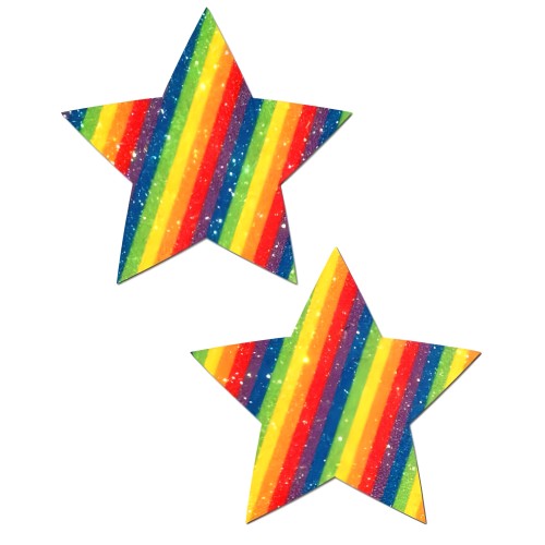 Pastease Rockstar Glittering Double Rainbow Star - Fun Pasties