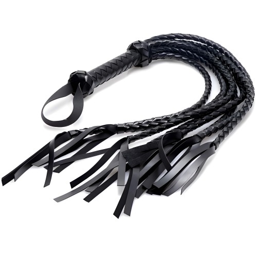 8 Tail Braided Flogger - Black Leather