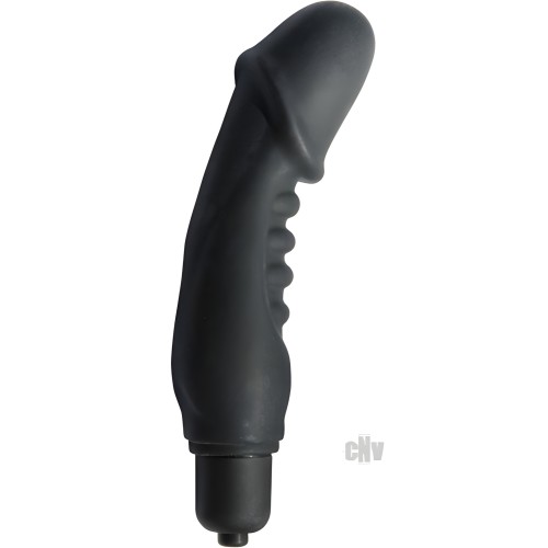 Silicone Ribbed Vibrating Penis - Black