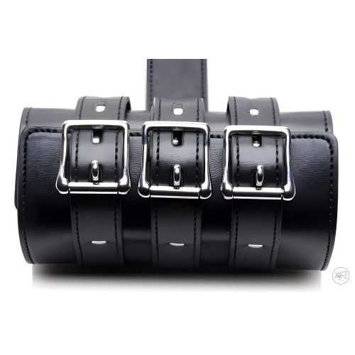 Arm Binder Biceps & Forearm Restraints - Black Leather