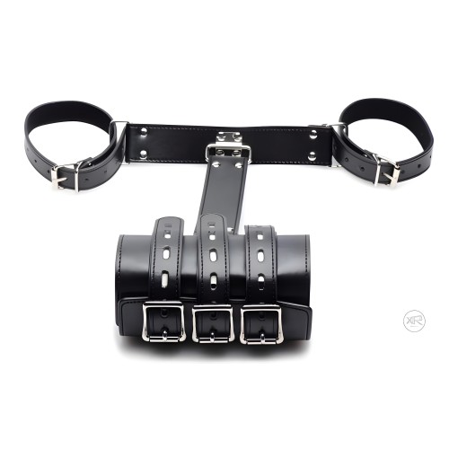 Arm Binder Biceps & Forearm Restraints - Black Leather