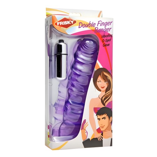 Guante Vibrador Doble Dedo G-Spot Púrpura