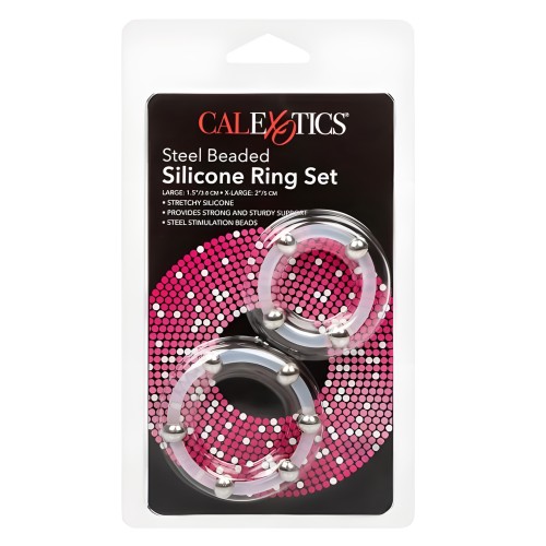 Steel Beaded Silicone Ring Set