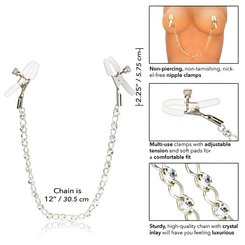 Pinzas de Pezón con Cadena de Cristal Nipple Play - Sensación Ajustable