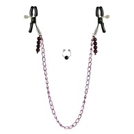 Pinzas para Pezones - Cadena Morada con Anillo de Ombligo