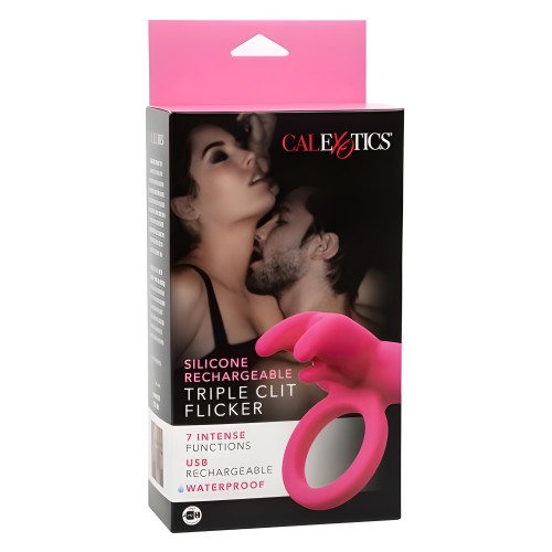 Flicker Clitoriano Triple de Silicona Recargable para Parejas