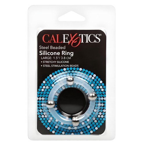 Steel Beaded Silicone Ring Large Clear