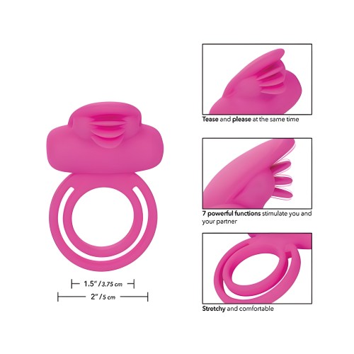 Dual Clit Flicker Enhancer Vibrating Cock Ring Pink