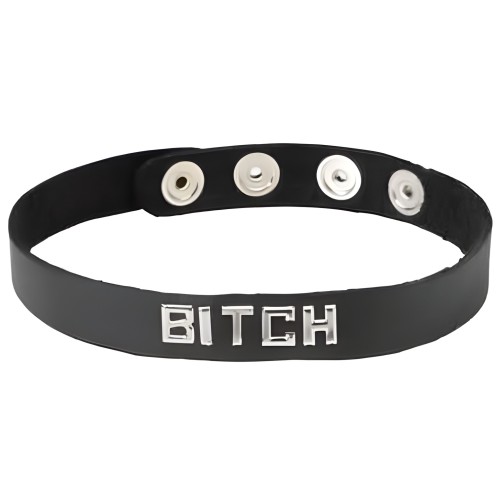 Collar Palabra Bitch - Negro