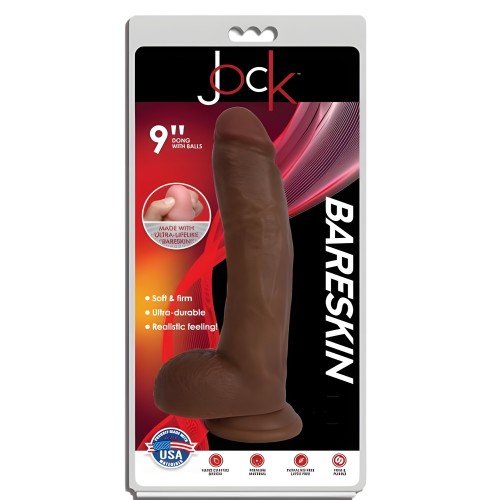 Jock 9 pulgadas Dong Bareskin con Bolas Latte Tan - Dildo Realista