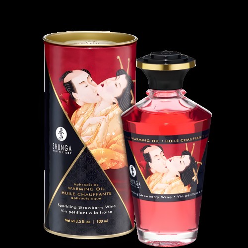 Shunga Warming Massage Oil - Strawberry