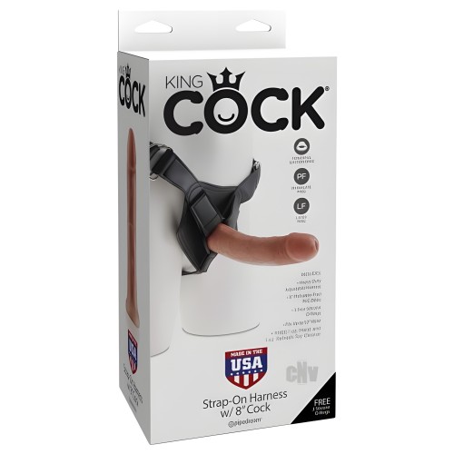 King Cock Strap On Harness with 8 Inch Cock - Tan