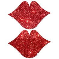 Pasties de Brillo Rojo Besos de Labios - Talla Única