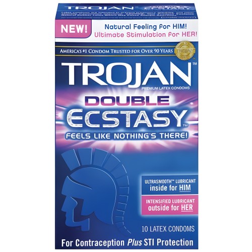 Trojan Double Ecstasy Latex Condoms 10 Pack