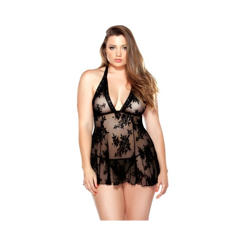 Lace Chemise & G-String Set - Plus Size 1X/2X