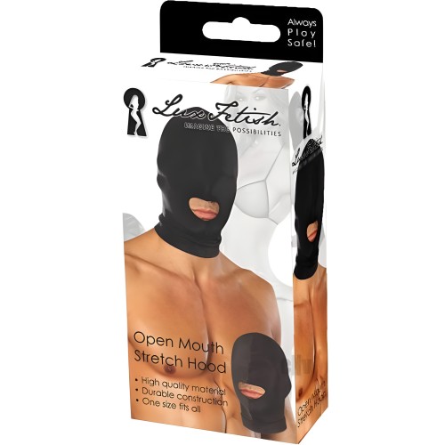 Capucha Estirable de Boca Abierta Lux Fetish - Negro