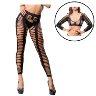 Black Mesh Crotchless Legging One Size