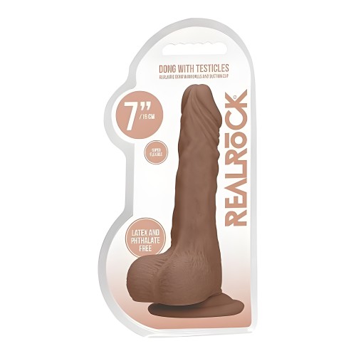 Real Rock Realistic Dildo With Balls - 7" - Mocha