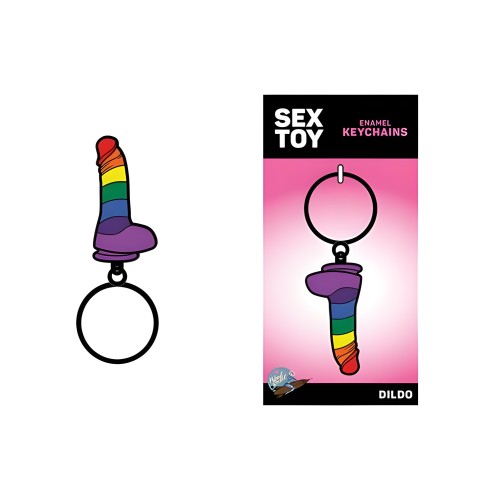 Wood Rocket Sex Toy Keychain - Rainbow Dildo