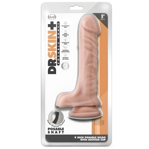Dr. Skin Plus Posable Dildo With Balls 9 In. Vanilla