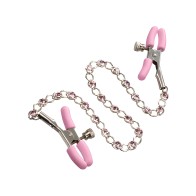 Nipple Play Crystal Chain Clamps - Pink