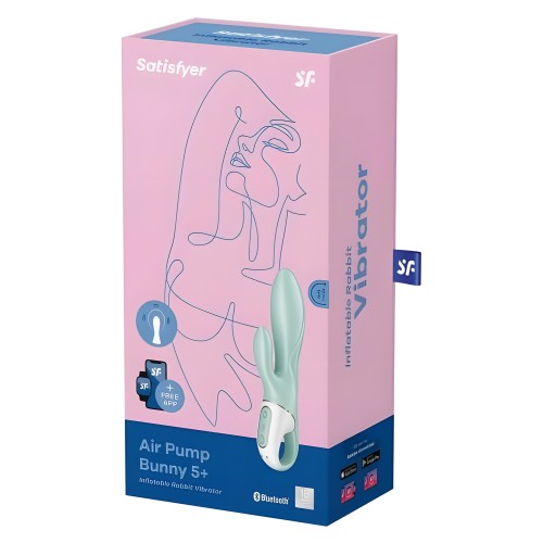 Satisfyer Air Pump Bunny 5+ Aqua - Inflatable & Bluetooth