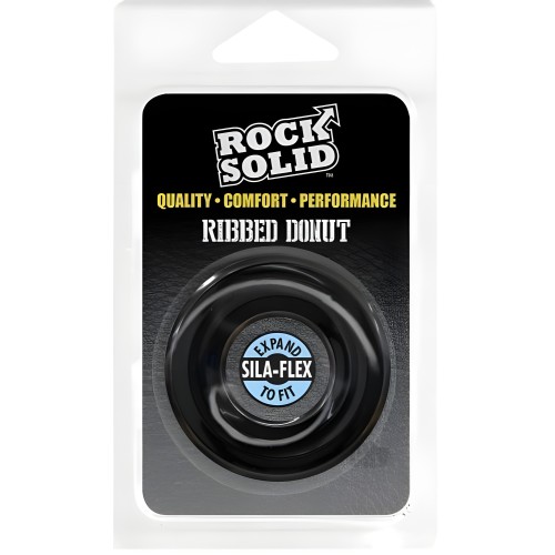 Rock Solid Ribbed Donut Black - Premium Silicone Cock Ring