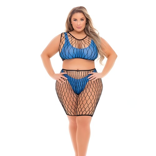 Pink Lipstick Brace For Impact Large Fishnet Ensemble