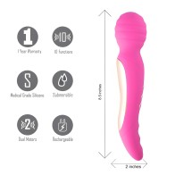 Zoe Rechargeable Dual Vibrating Wand Hot Pink