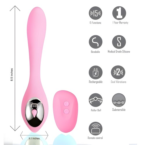 Vibrador Dual Flexible Rosa Harmonie con Control Remoto