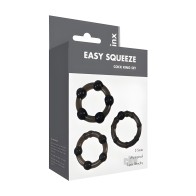 Linx Easy Squeeze Cock Ring Set - Black