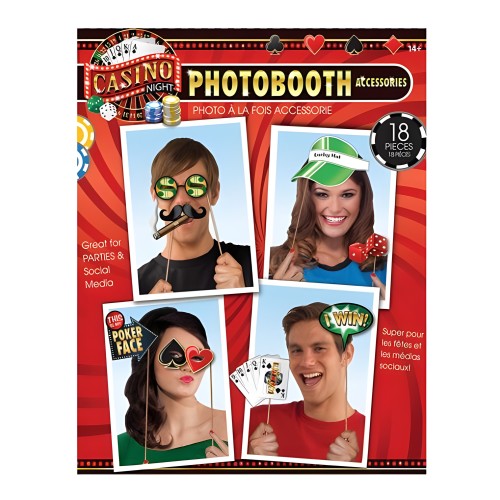 Kit de Accesorios para Photobooth Casino 18 Piezas