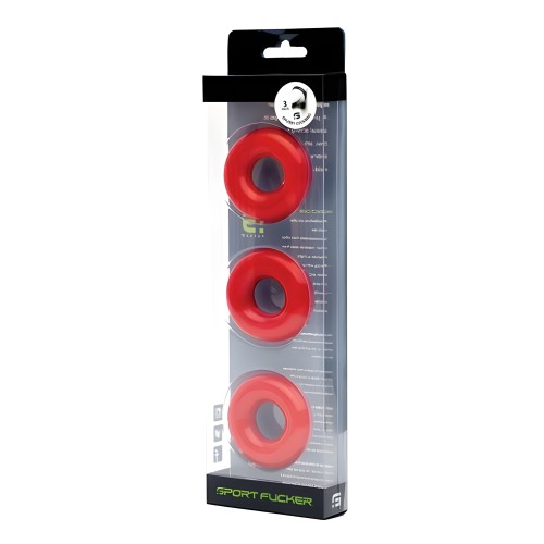 Sport Fucker Chubby Cockring Pack Of 3 - Red