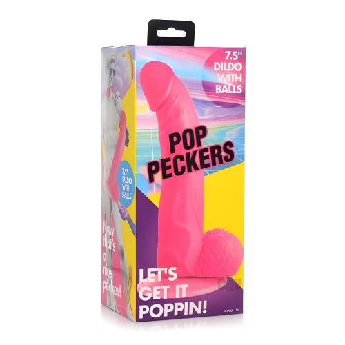 Dildo Pop Peckers con bolas 7.5 Rosa - Dildo Realista