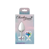 Cheeky Charms Heart Clear Iridescent Medium Silver Plug
