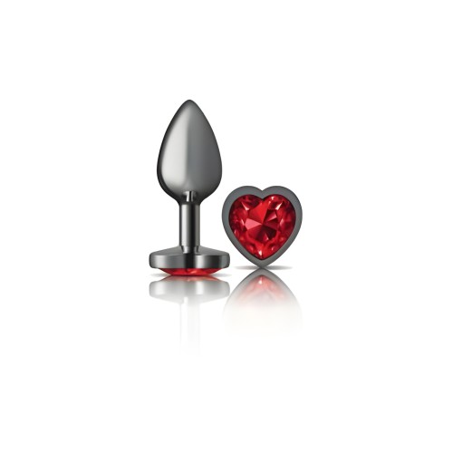 Cheeky Charms Heart Deep Red Small Gunmetal Butt Plug