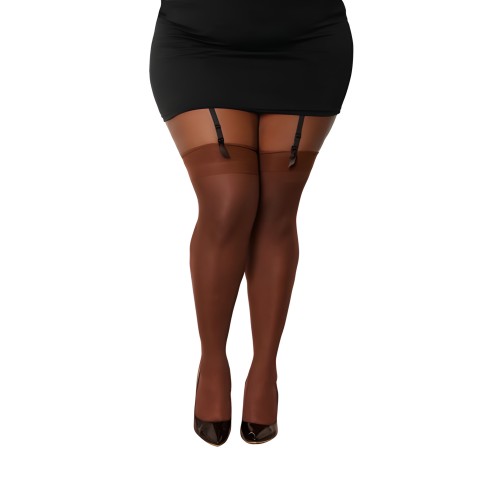 Sheer Thigh High W/ Back Seam Espresso Q/S