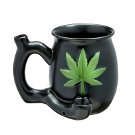 Taza Roast & Toast Negra Mate con Hoja Verde Embossed