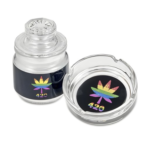 Rainbow Leaf Ashtray & Stash Jar Set