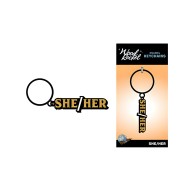 Wood Rocket She/her Keychain - Black/gold