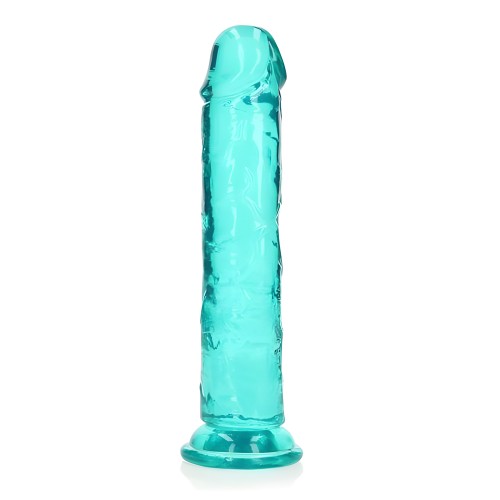 Dildo Recto Realrock Transparente de 8 In. Sin Bolas Turquesa