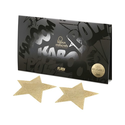 Bijoux Indiscrets Flash Reusable Glitter Pasties Star Gold